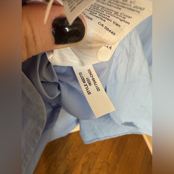 J.Crew Collection Feather Trim Poplin Button-Up Shirt | Size 14 | Blue - Picture 14 of 15